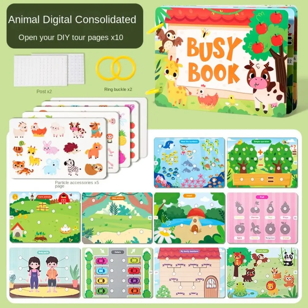 Libro occupato silenzioso Montessori fatto a mano Incollaggio ripetuto Cartone animato Adesivi silenziosi Libro Libro Libro di carta Libro occupato per bambini fai da te Giocattolo