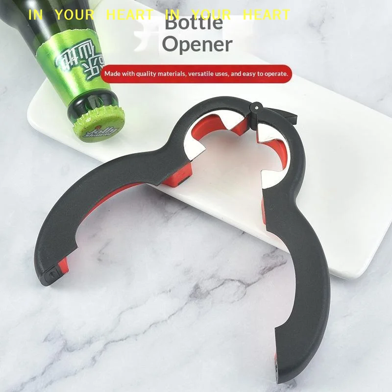 【X】6 In 1 Multifunctional Bottle Opener Non-Slip Jar Can Lid Opener Effortless for Arthritis Seniors BBQ Party Camping Use