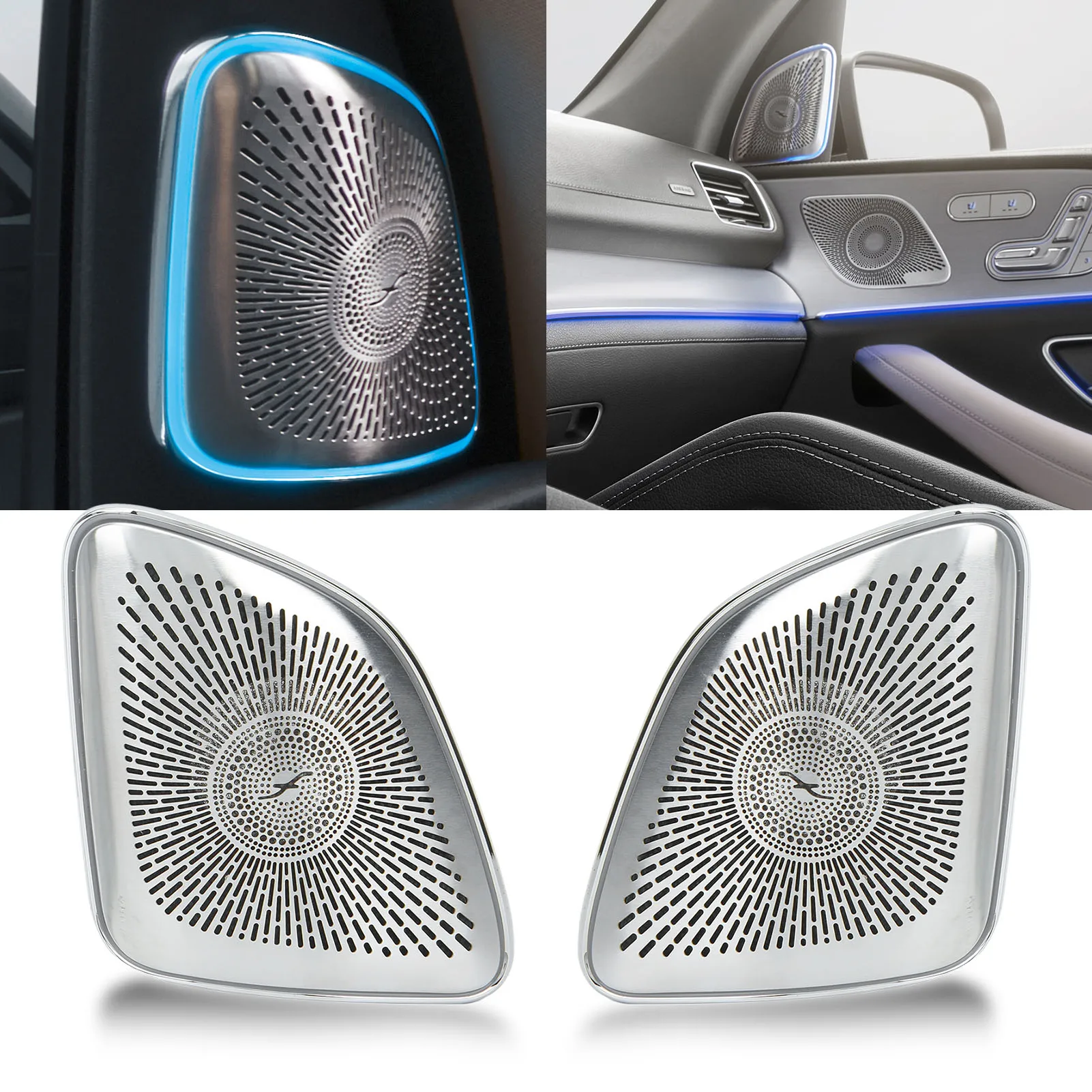 

64 Color Tweeter Cover With LED Ambient Lighting for Mercedes‑Benz GLE GLS‑Class W167 X167 2020 Onwards ABS+PC+Aluminum Alloy