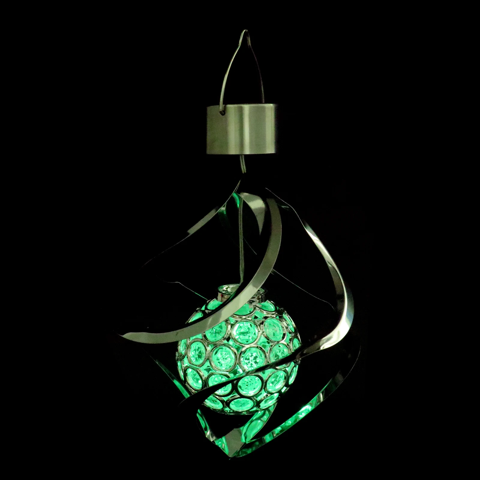 

Wind Spinner Light Garden Decor Silver Easy Install Long Work Solar Charge Day Bright Night Lawn Patio Deck Backyard Galaxy