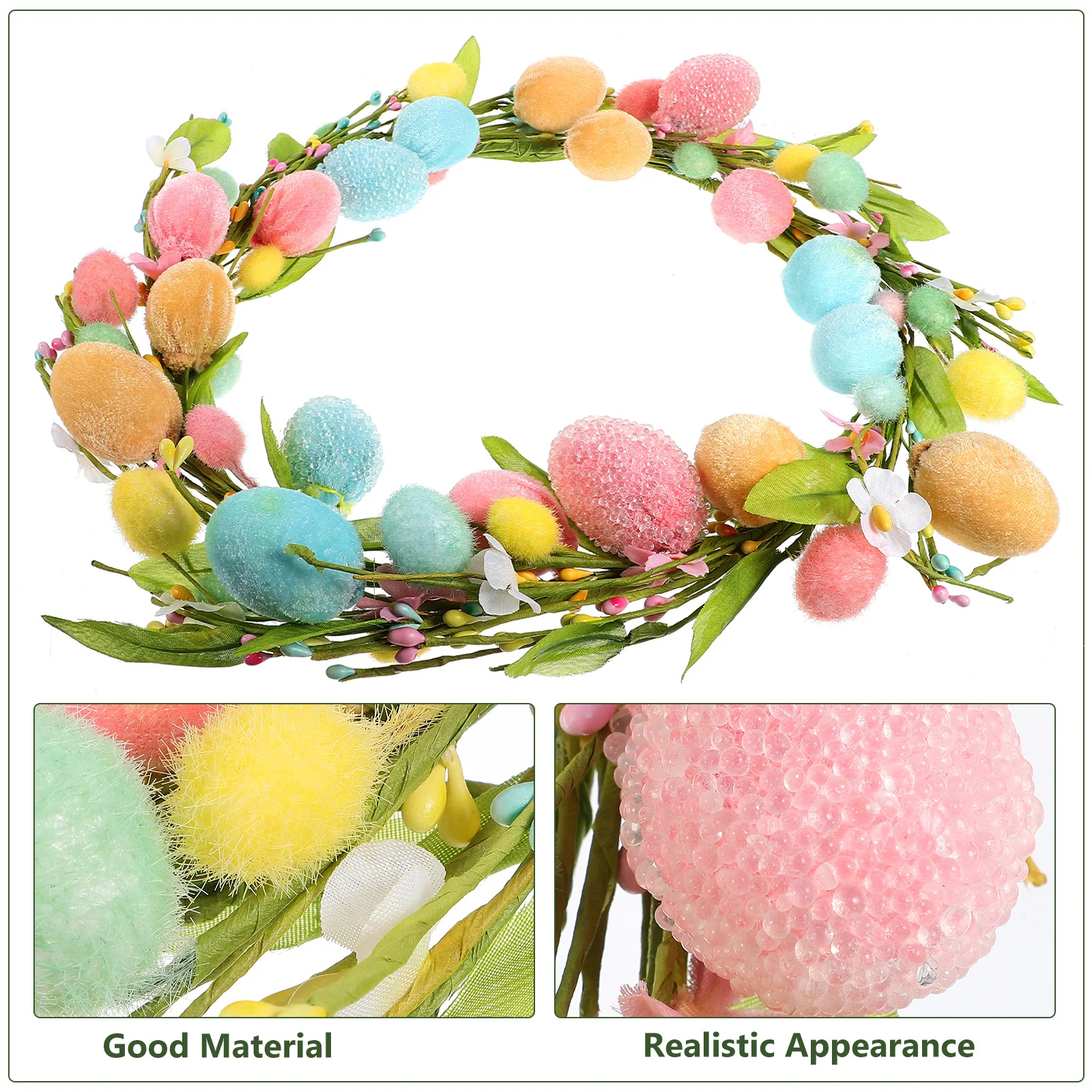 

Easter Egg Garland Artificial Wreath for Front Door Wall Hanging Spring Easter Decoration Door Wreath Decor