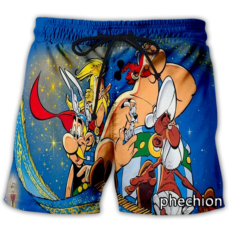 Phechion Baru Pria/Wanita Kartun Asterix dan Obelix 3D Dicetak Celana Pendek Kasual Mode Streetwear Pria Longgar Celana Pendek Olahraga A53