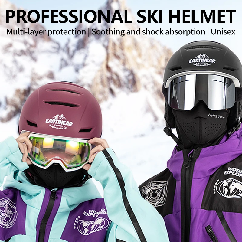 Eastinear의 새로운 남녀공용 스키 헬멧, 야외 전문 성인 스포츠 스키 안전 장비, 싱글 및 더블 보드 스키 헬멧