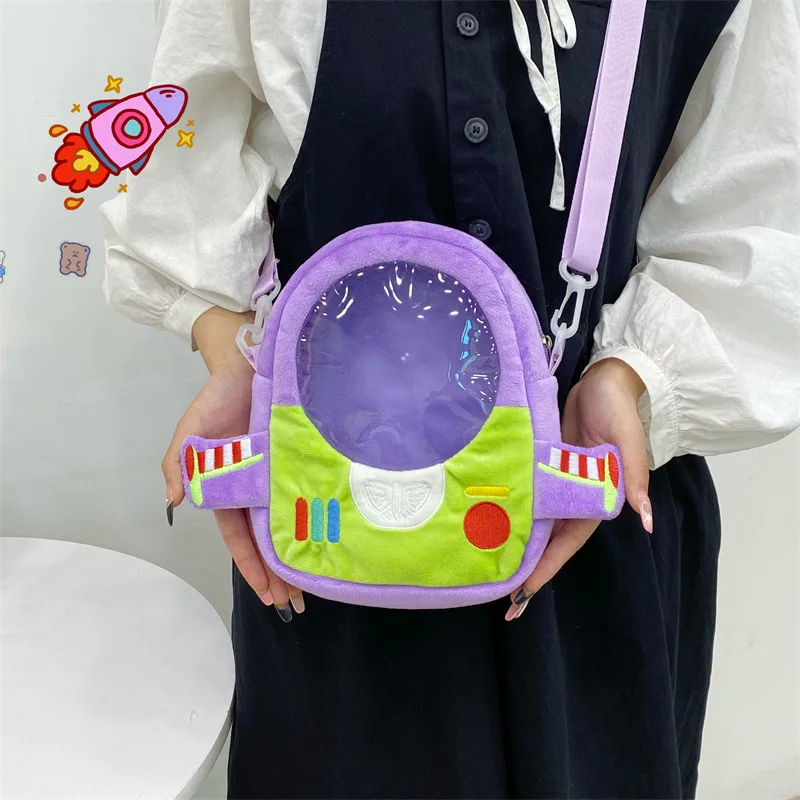 Disney Pixar Toy Story Buzz Lightyear Bag Women Cartoon Plush Shoulder Bag Women Crossbody Bag Small Phone Purse Kids Xmas Gift