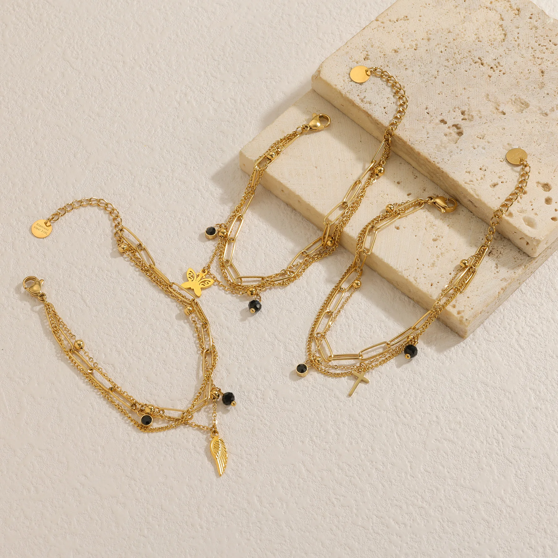 Atoztide موضة بسيطة حبل بني سوار للنساء الفولاذ المقاوم للصدأ متعددة نمط الكرز الشمس ستار سحر سوار مجوهرات هدية