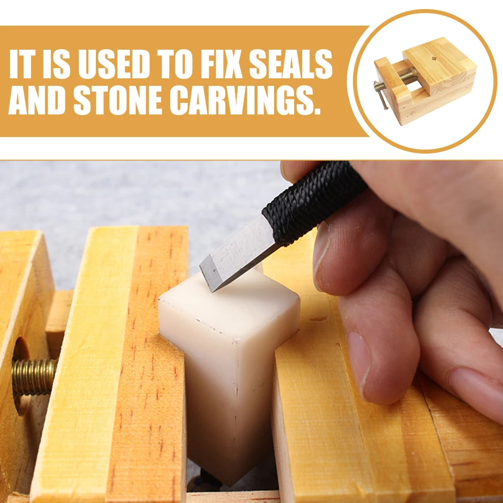 

Chinese Seal Carving Tools Artistic Mini Clamps Hand for Woodworking Khaki Engraving Woodcarving on Table Vise