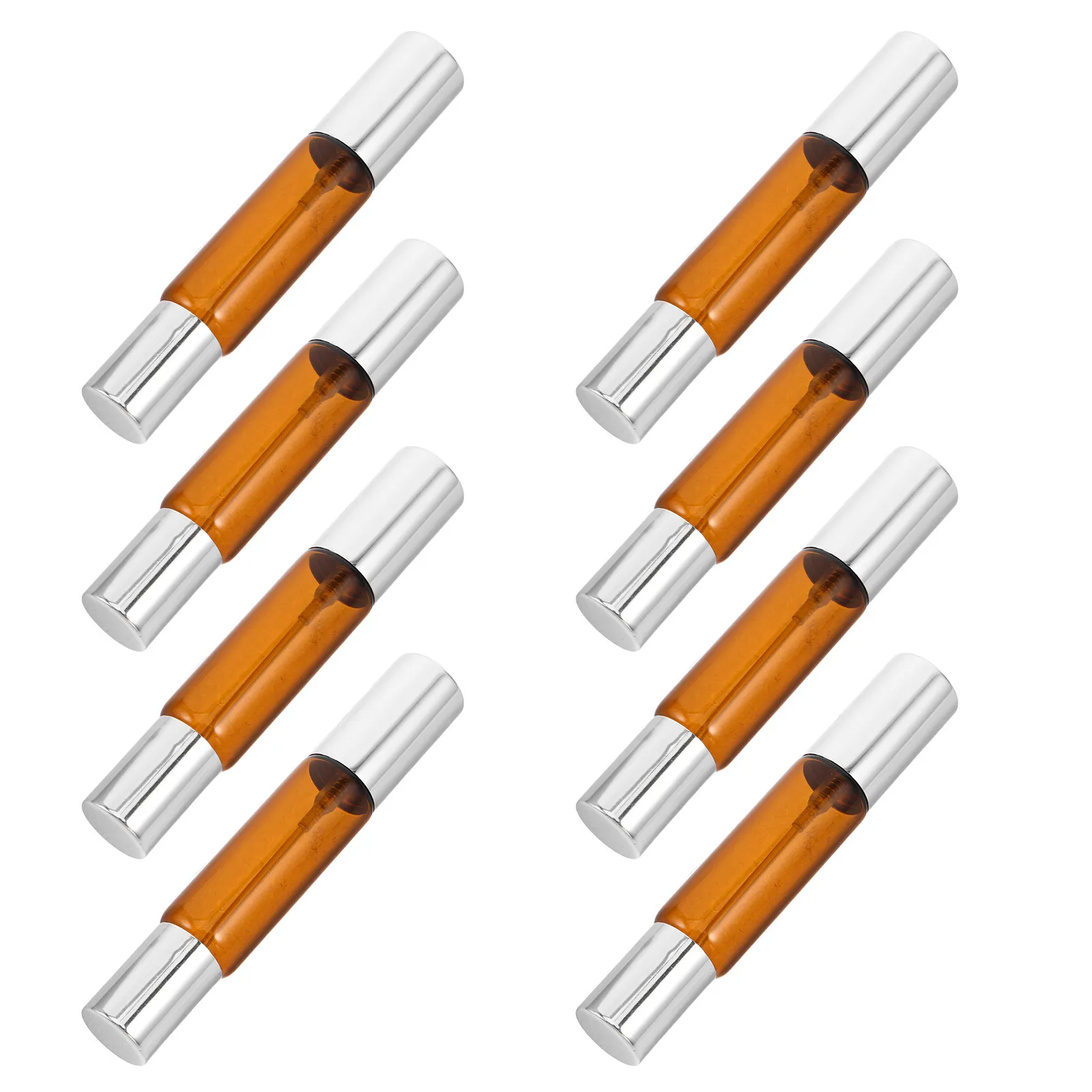 8Pcs Amber Glass Essential Oil Roller Bottles Set 10Ml Dual-Head Leakproof Refillable Perfume Spray Bottles Portable Travel view 2