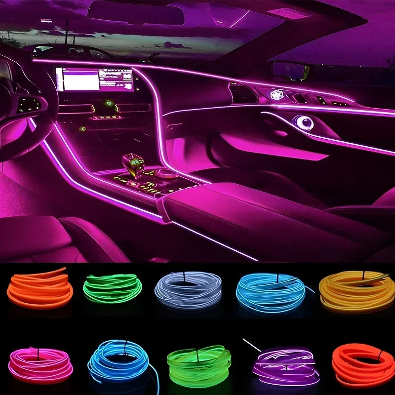 

1/3/5M Car Interior Lights LED Strip Atmosphere Lamp DIY Styling Decorative Light USB EL Wiring Auto Interior Decor Accessories