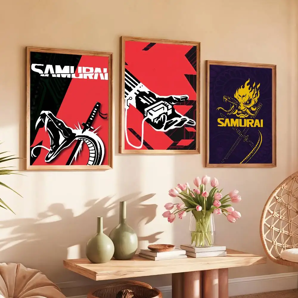 Band Samurai C-Cyber-punkS Poster Prints Self Adhesive Home Suitable for Living Room Decor Decoration Wall