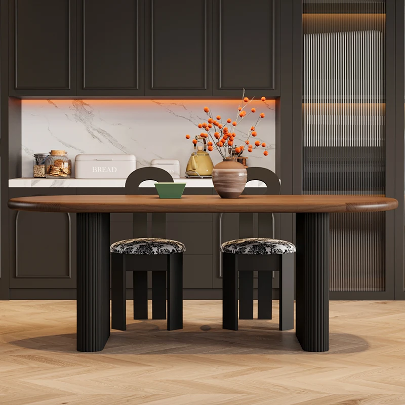 ديكورات بيضاوية طاولة طعام مساحة صغيرة حديقة الشمال الخشب مطعم طاولة طعام غرفة المعيشة أثاث تافولينو دا سالوتو #4