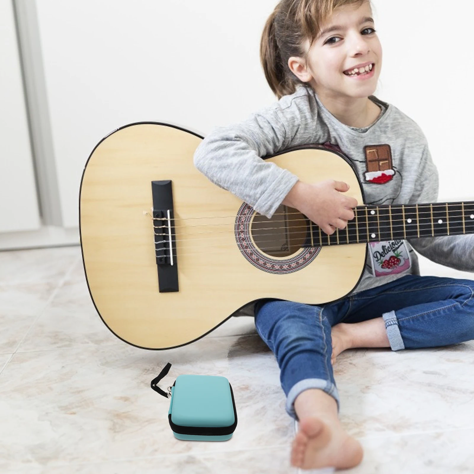 

1 pc Guitar Pick Storage Box Plastic Zipper Case Portable Organizer For Jewelry Candies Guitar Accessories Container Sky Blue