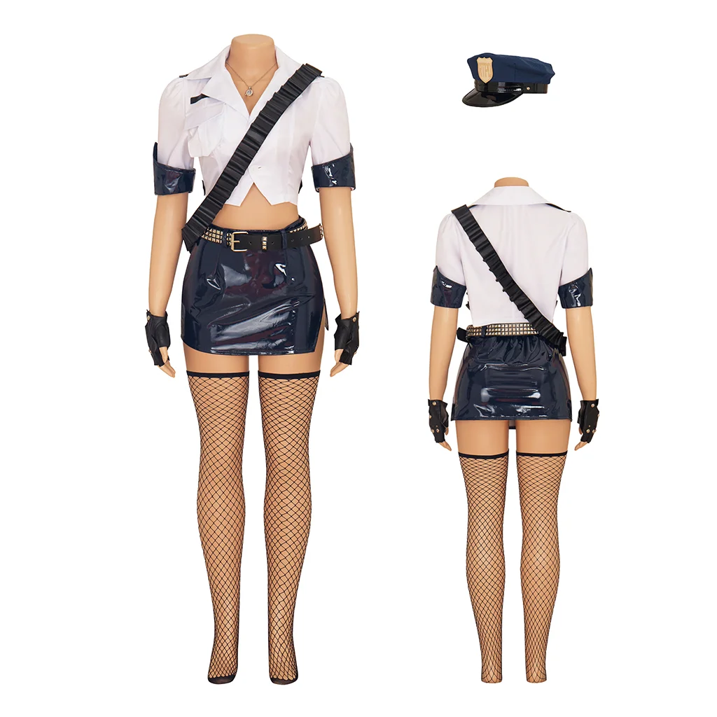 

Anarchy Panty Cosplay Costume Stockings Hat Full Set Party Uniform Sexy Slim Short Top Plus Short Skirt Anime Costume
