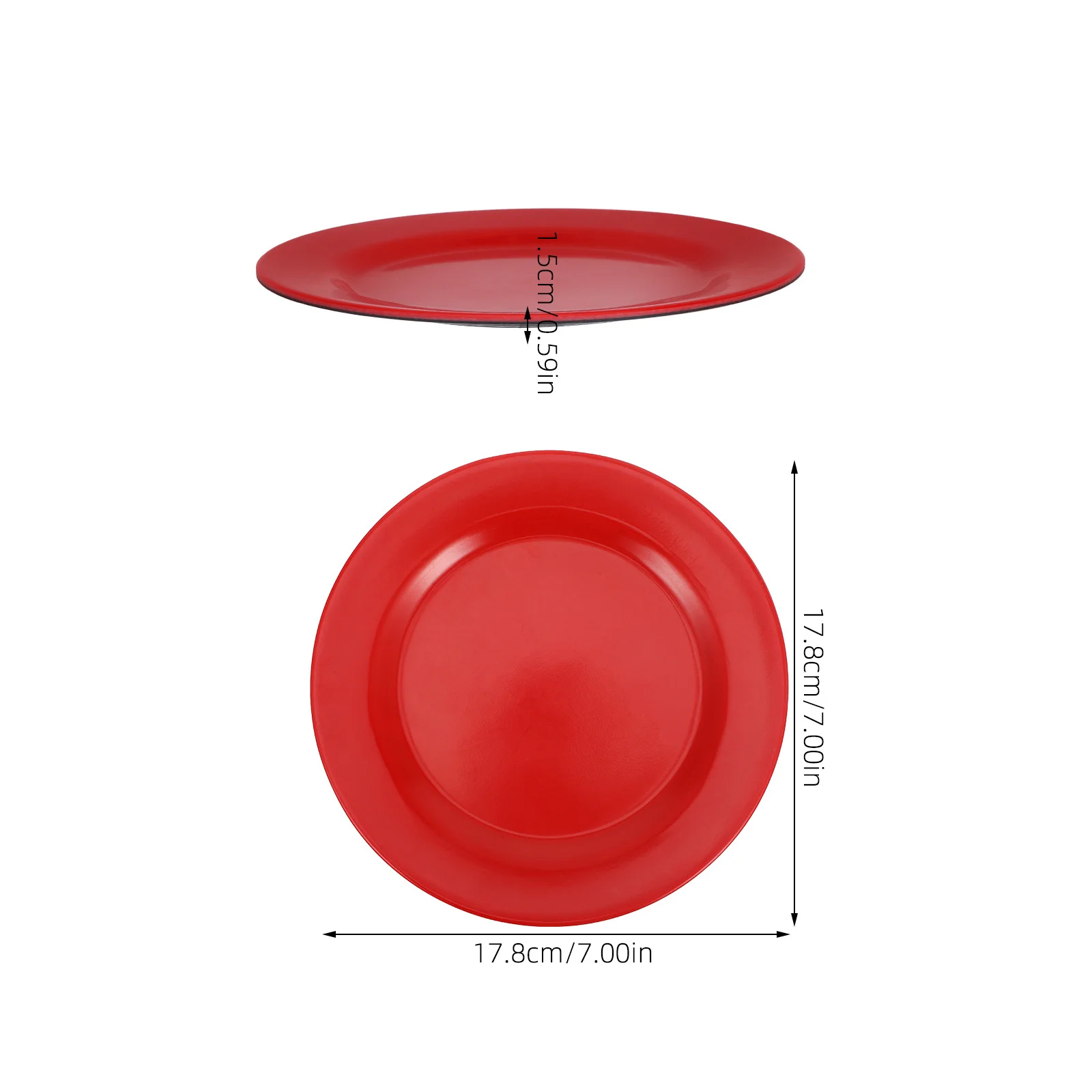 4 Stück rot-schwarzes Melamin-Geschirr, leichte, kratzfeste Teller, ideal für drinnen und draußen, Esszimmer, Freizeitmahlzeiten, Partys