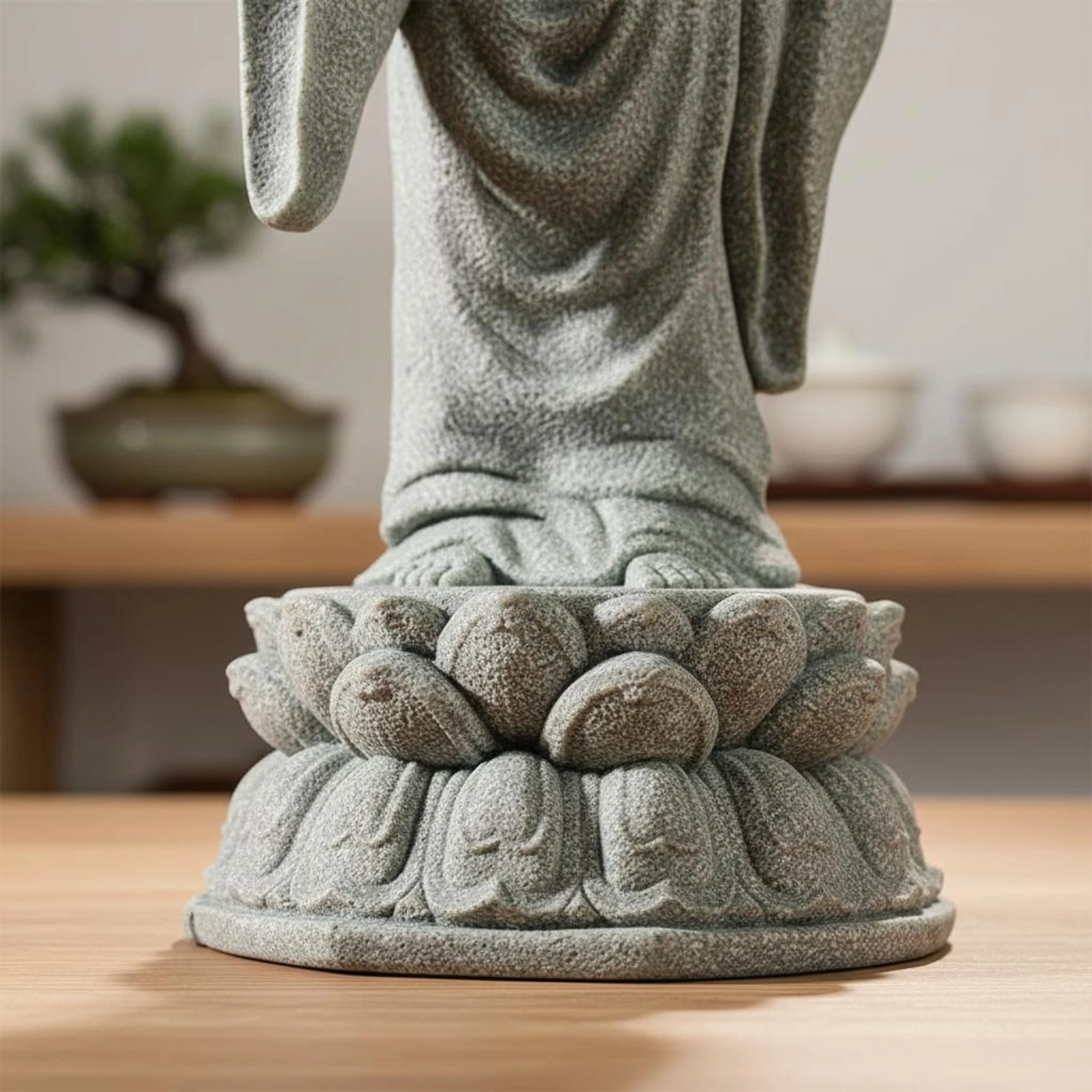 Standing Buddha Ornament Chinese Design Lotus Buddha Statue Micro Landscape for Entryway