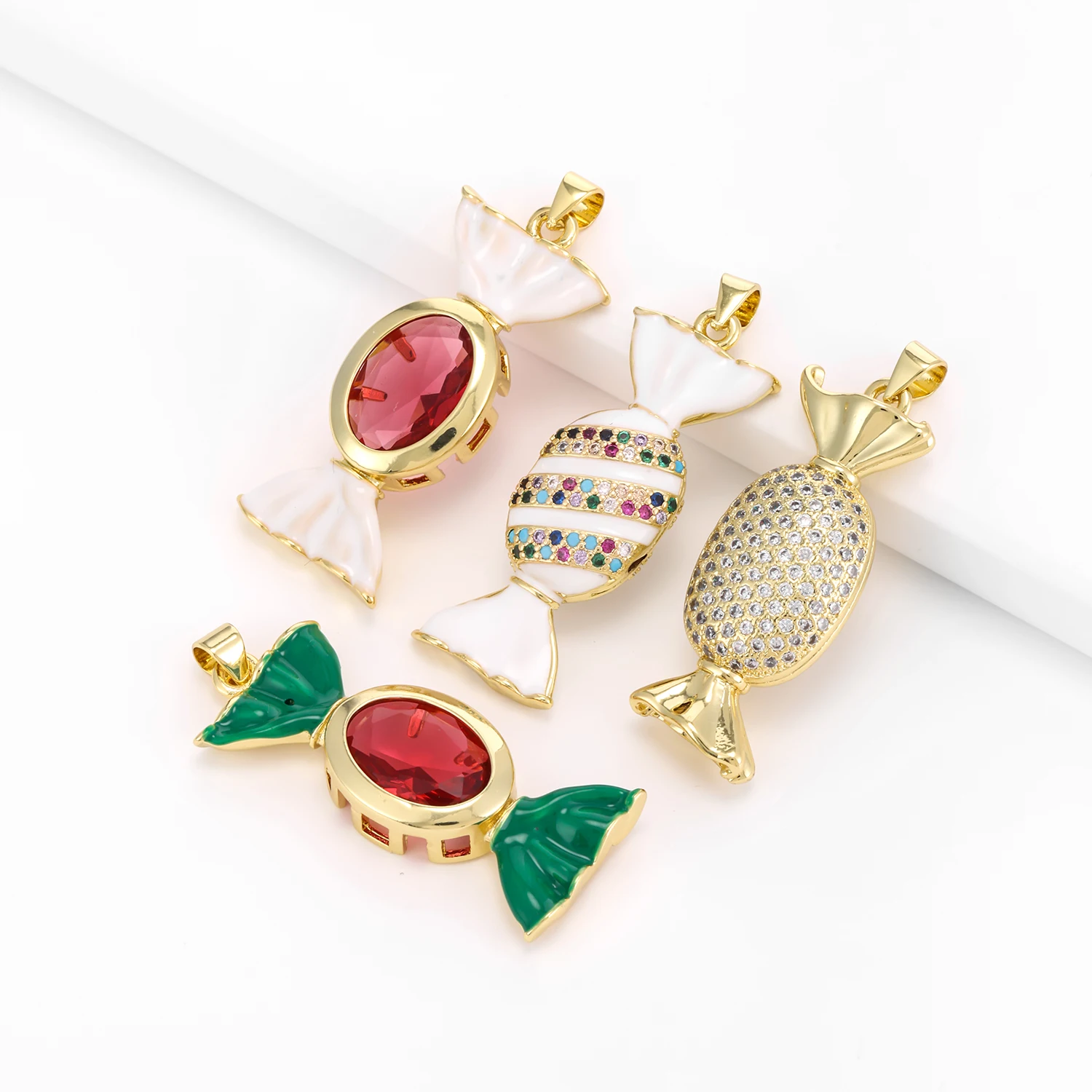 Sweet Candy Designs Pendant Colorful Zircon Copper Jewelry Nacklace/Bracelet Accessories Party Show For Women Gifts Daily Wear