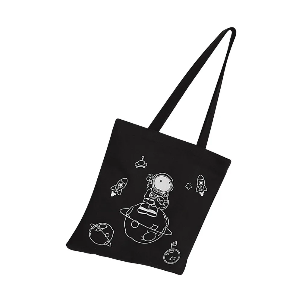 

Astronaut Design Canvas Bag Fashionable Shoulder Handbag Large Capacity Portable Tote for Women Shopping Travel Beach
