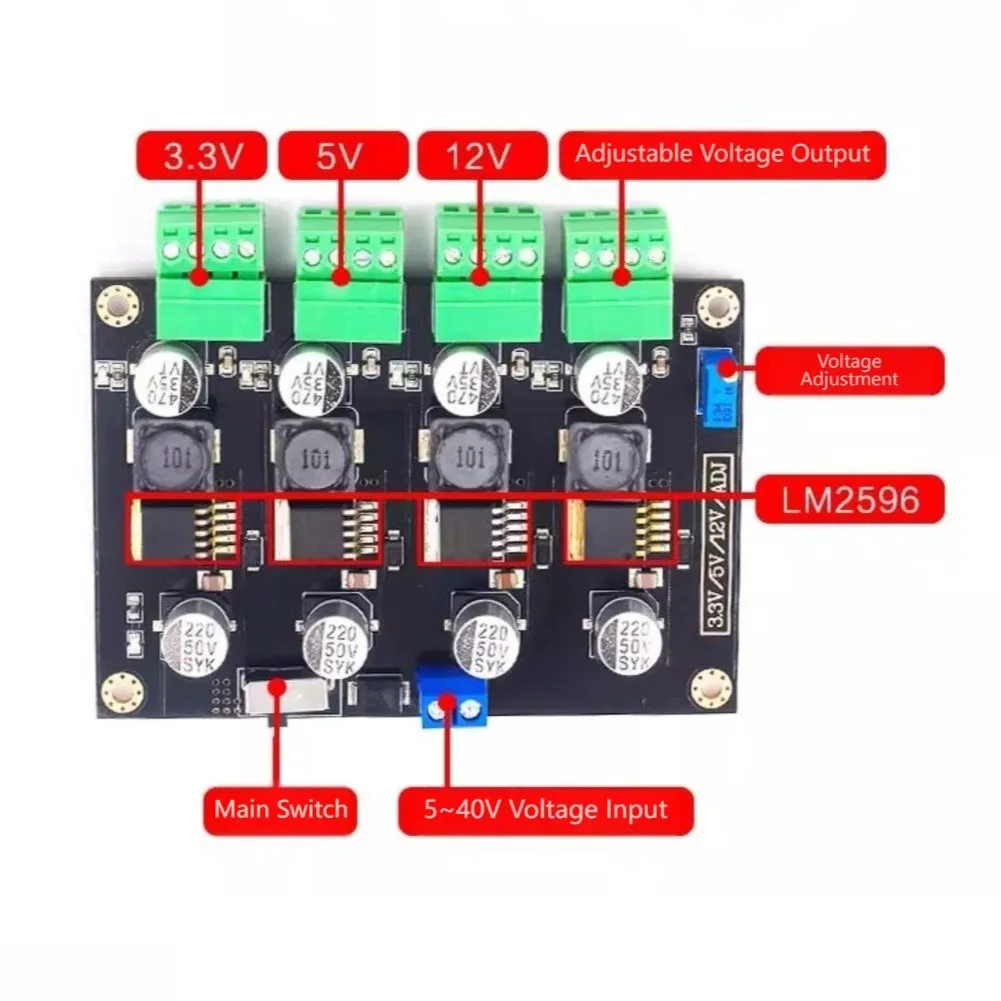 Adjustable Switching Power Supply Module 3.3V 5V 12V Output 5V-40V Input 3A DC Voltage Regulator For Industrial Electronic Proje