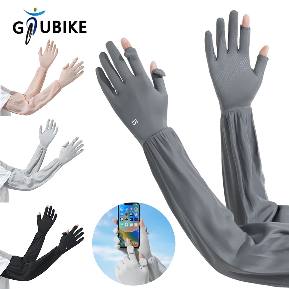 GTUBIKE Sun Protection Sleeves Outdoor Flip-finger Long Sleeves With Glove Expose Two Figure Running Travelling Hiking For Women