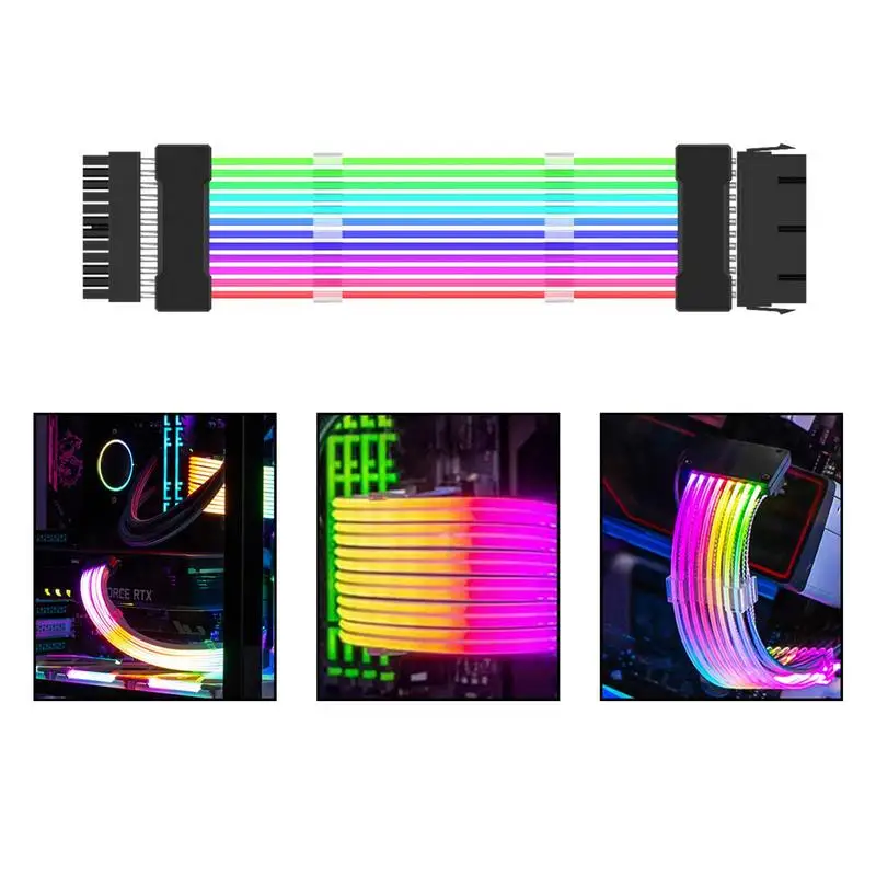 ATX كابل الطاقة عنونة RGB تمديد الطاقة كابل الكمبيوتر المكونات الداخلية للوحة الأم موصل عالية امدادات الطاقة