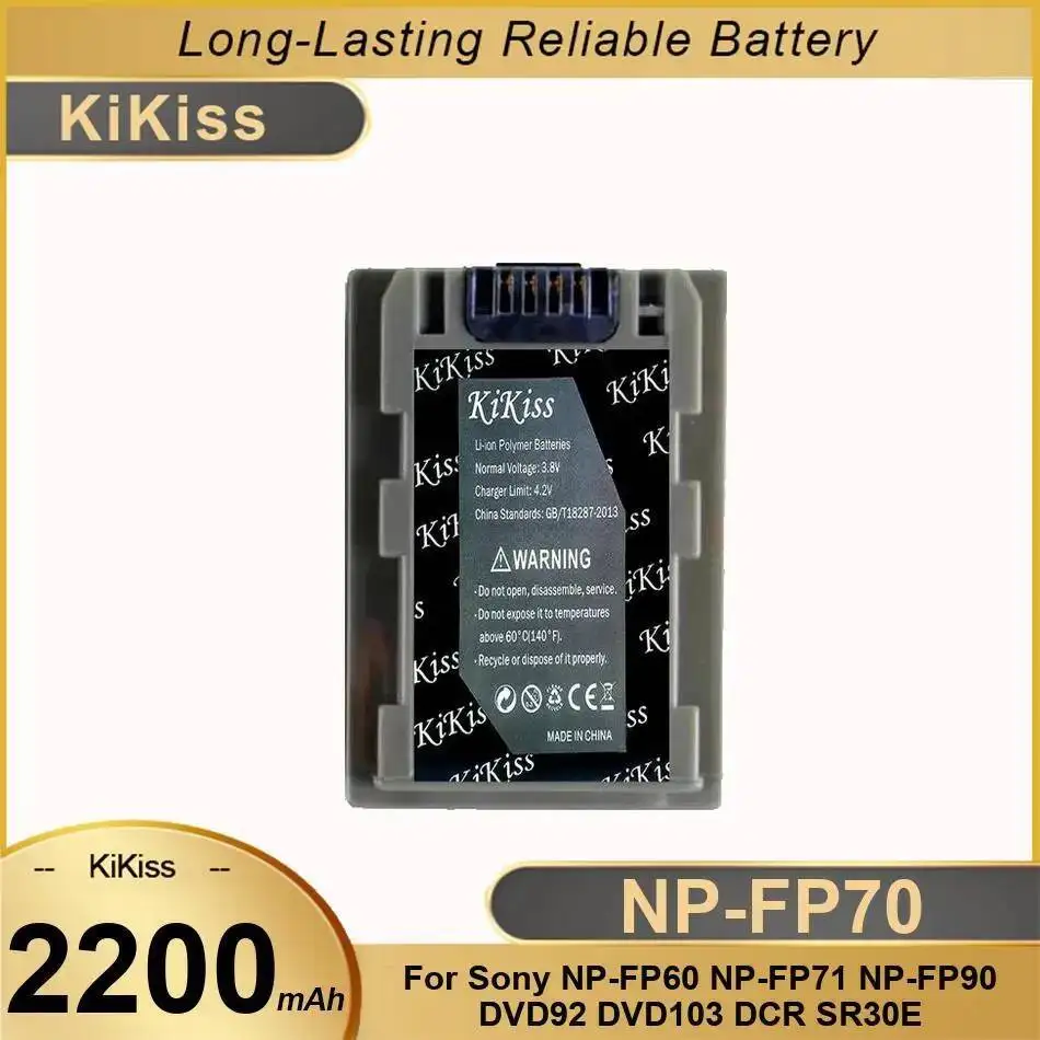 

NP-FP70 Camera Battery 2200Mah Fast Charging For Sony NP-FP60 NP-FP71 NP-FP90 DVD92 DVD103 Dcr SR30E High Compatibility