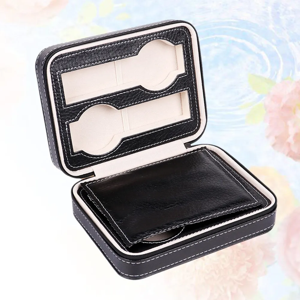 4 Slot Watch Box Storage Case Premium Padded Zippered Portable Travel Organizer Holder for Watches Collection Watch Case