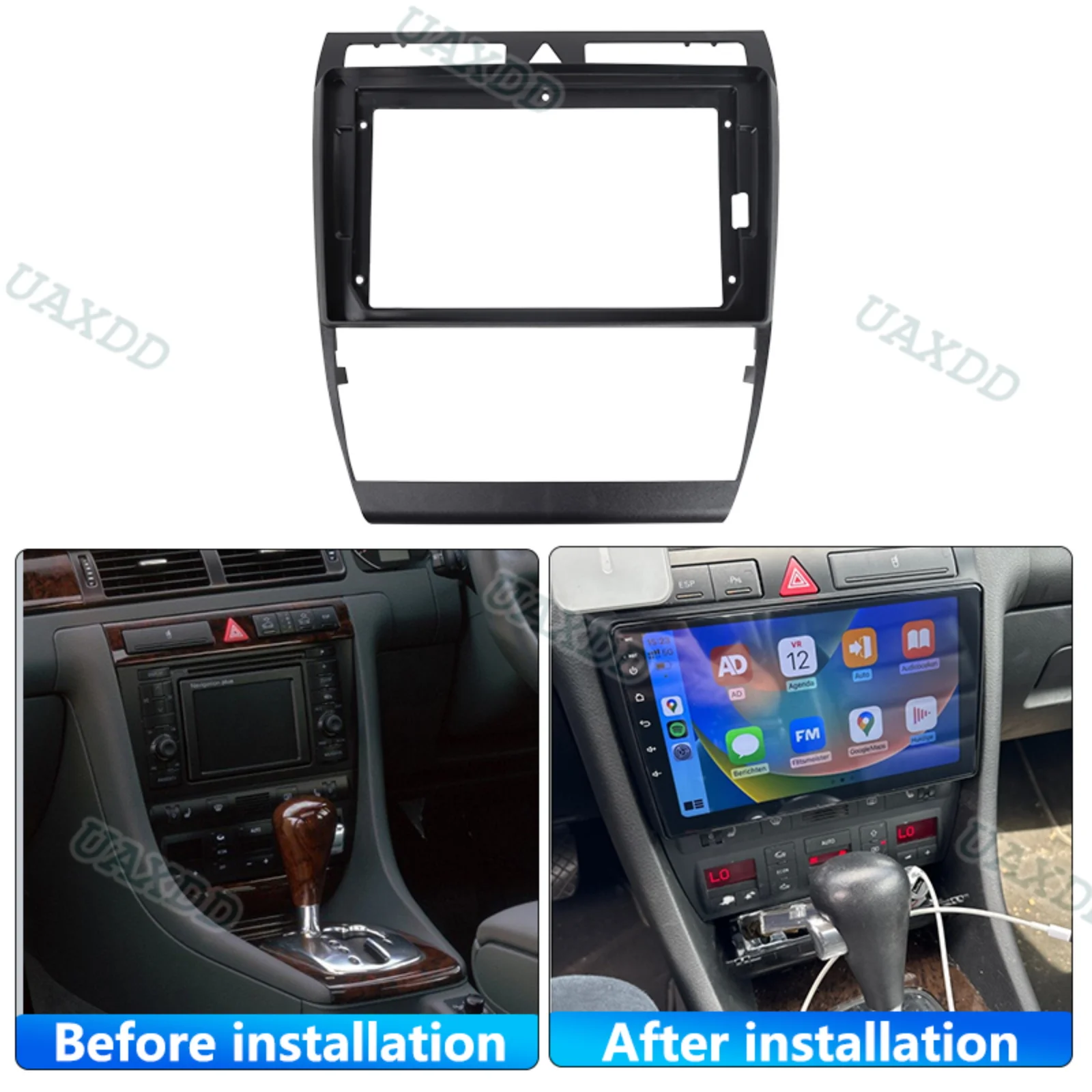 Automotive Center Console CD Interior Plastic Kit 9INCH 2‑Din Dashboard Fascia Panel Frame Accessories for 1997‑2006 Audi A6 DVD