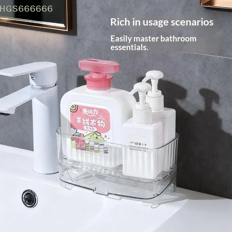 

Transparent Sink Sponge Holder with Drainage Base Compact Countertop Kitchen Organizer for Dishwashing Accessories