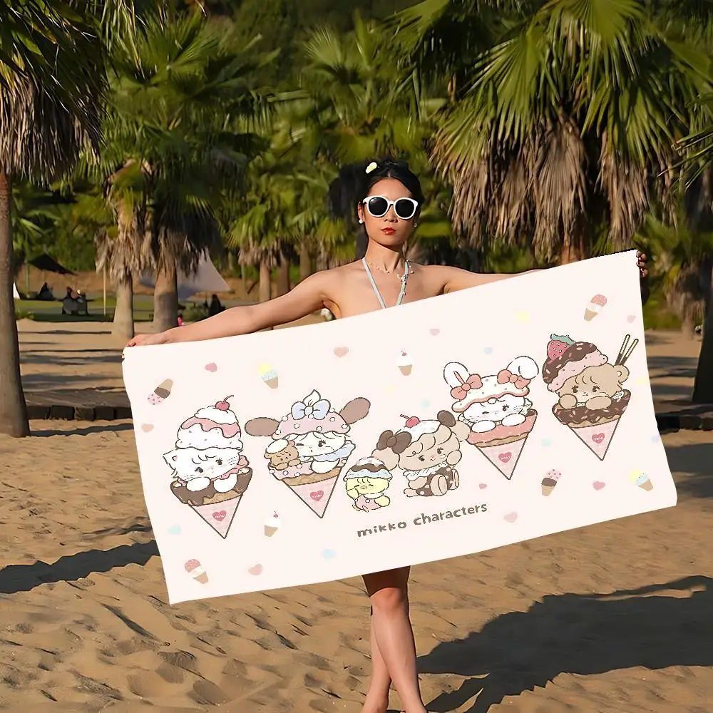 Cute Cat Mikko I-illustrations Microfiber Beach Towel Absorbent Quick dry Soft Yoga Swimming Resort Mountain Climbing Towel