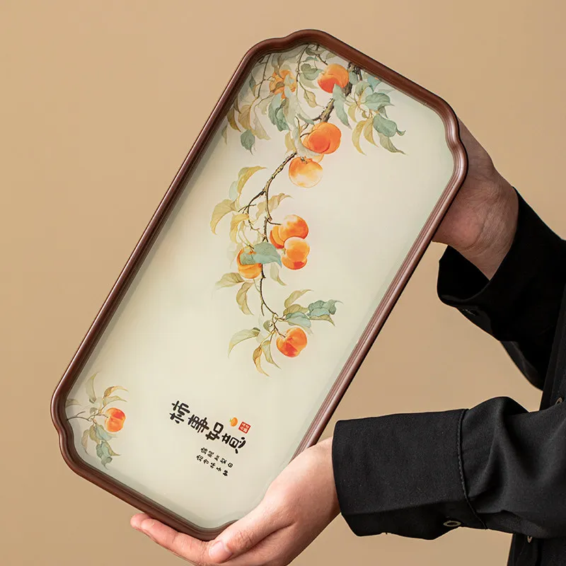 Luxury Decorative Tea Tray Plate Tableware Storage Valet Rectangle Glass Tea Tray Cafeteria Table Vintage Bandejas Home Products