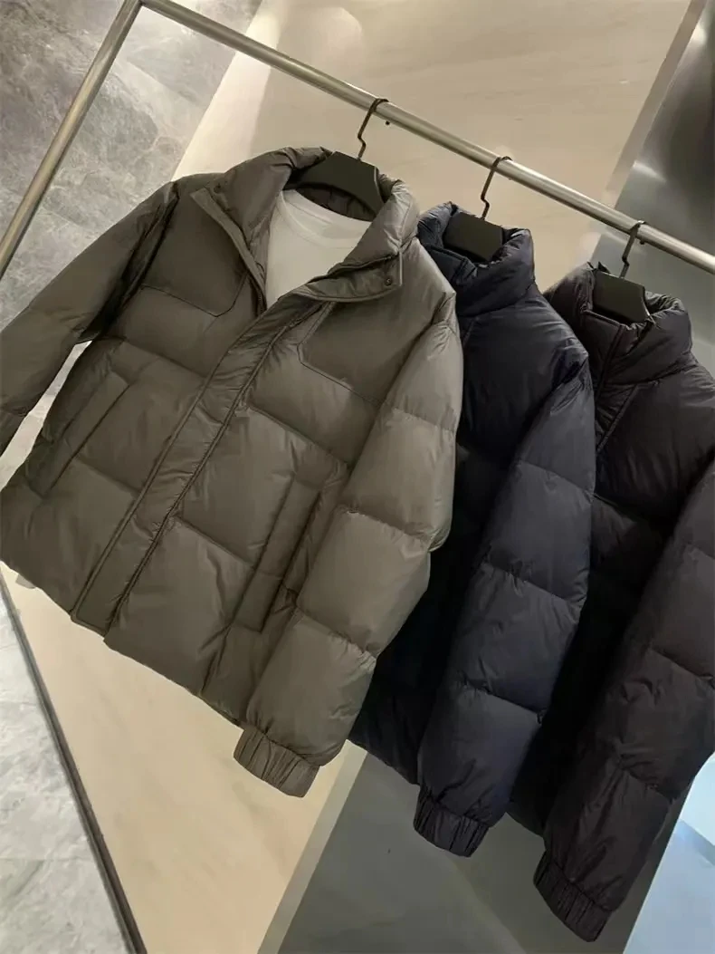 

Мужская повседневная деловая теплая куртка-пуховик с воротником-стойкой, наполнение 85% белым утиным пухом, длинный рукав, утолщенная нейлоновая ткань