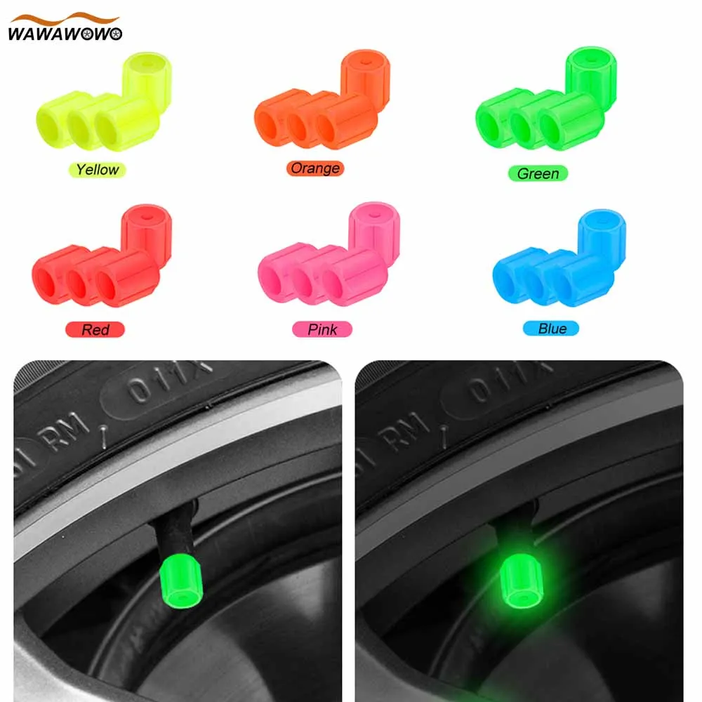 4PCS Universal Fluorescent Luminous Car Tire Air Valve Cap, Corrosion Resistant Tire Pressure Caps, Durable Tire Pressure Caps