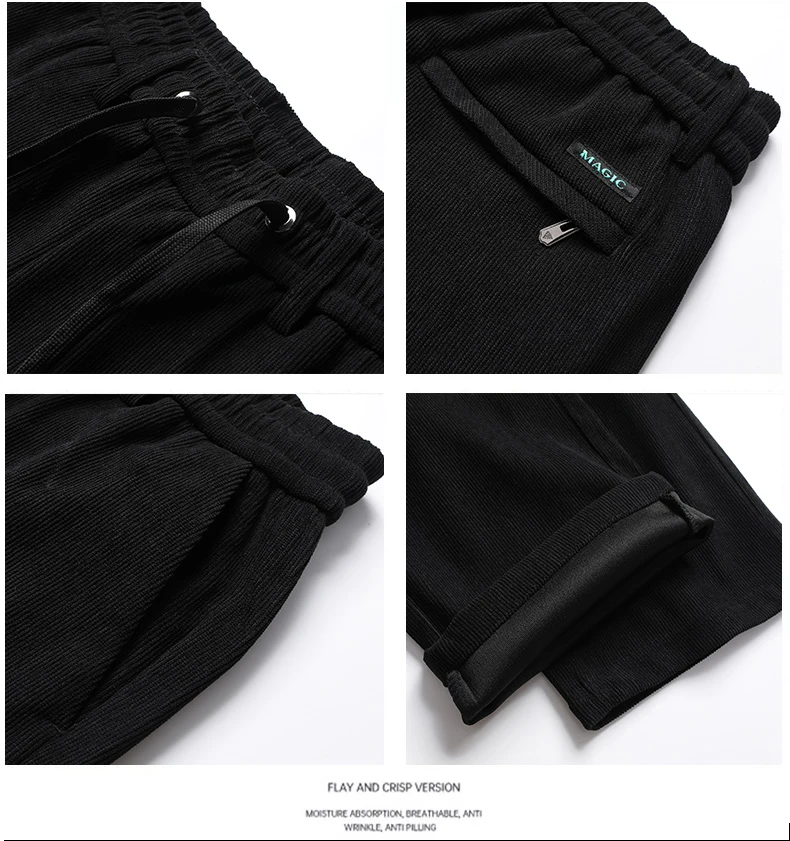 Männer Casual Hosen Elastische Taille Jogginghose Herbst Winter Kleidung Kordelzug Hosen Männlichen Cord Warme Große Größe Hosen – Detail 2
