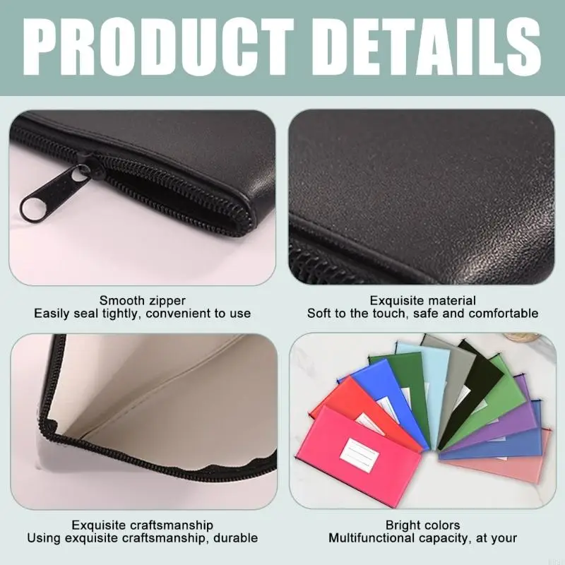 Business File Organizers PU Leather Construction Waterproof Document Card Holders Case Clear Pocket Card Storage Design K92C
