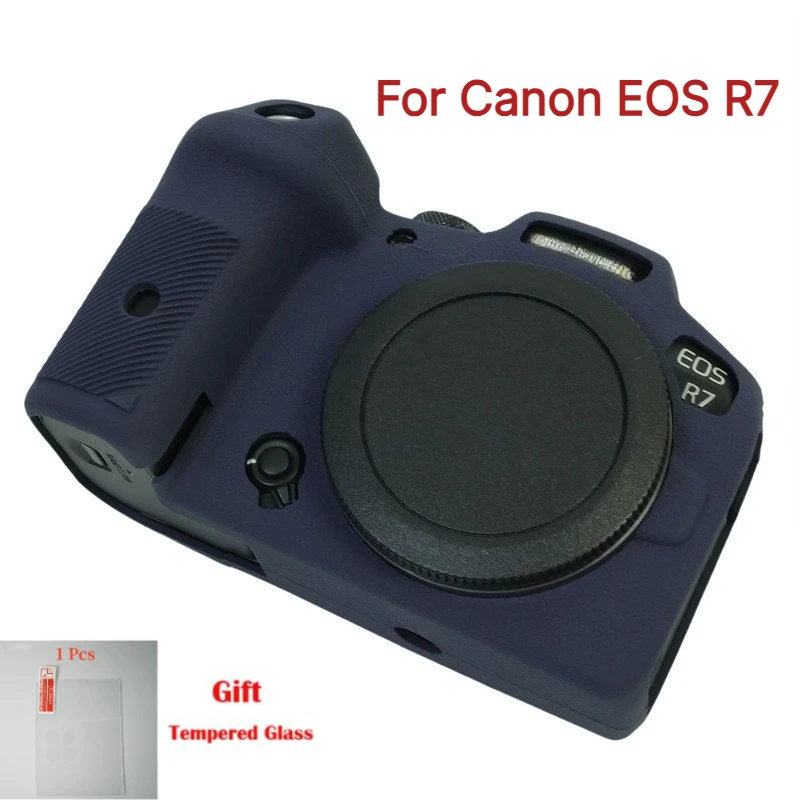 For Canon EOS R7 Mirrorless Camera Bag Body Cover  Silicone protective cover , R7 Protective case + 1PCS Free Tempered Film