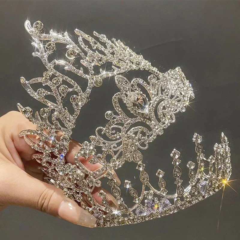 Silver Gold Color Crystal Crowns Bride Tiara Fashion Queen for Wedding Crown Headpiece Wedding Hair Jewelry Accessories