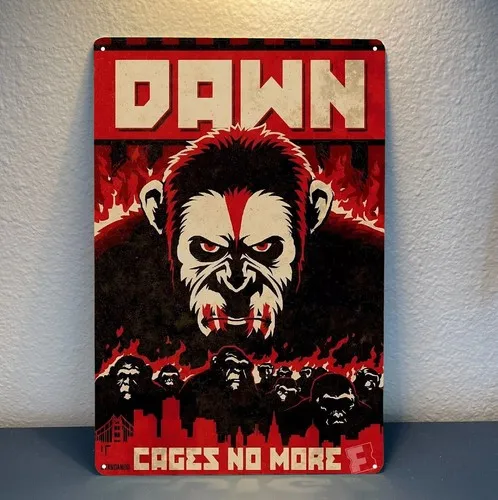 Dawn Of The Planet Apes Retro Movie Metal Poster Tin Sign -  Plate