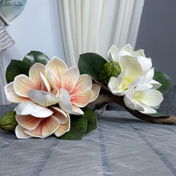 SunMade Luxury Magnolia Bouquet Fake Flowers Wedding Bridal Bouquet Home Hotel Decoration Flores Artificales Living Room Decor