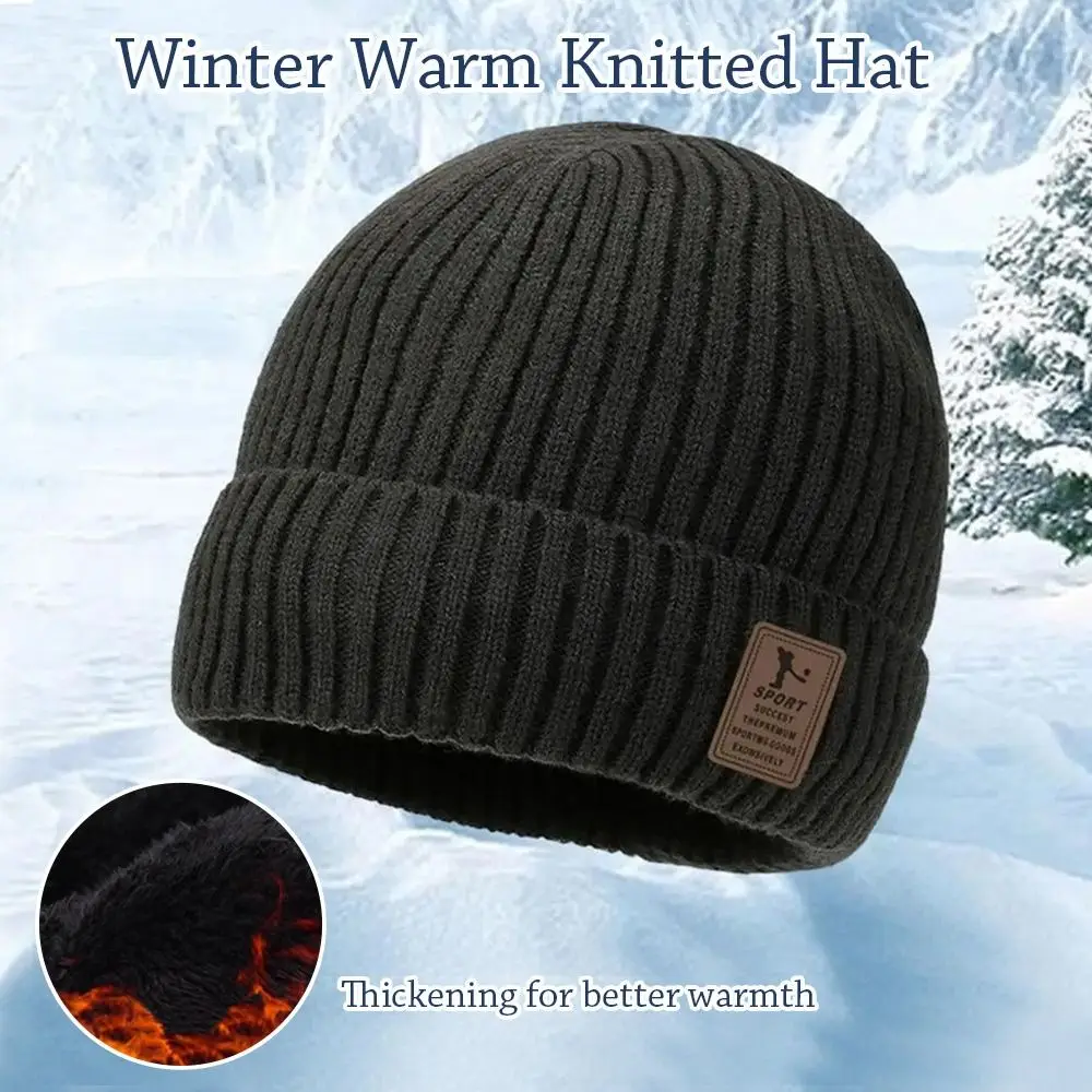 Зимняя мягкая вязаная шапка на флисовой подкладке, теплая шапка-бини, толстая ветрозащитная шапка-наушники, уличная шапка