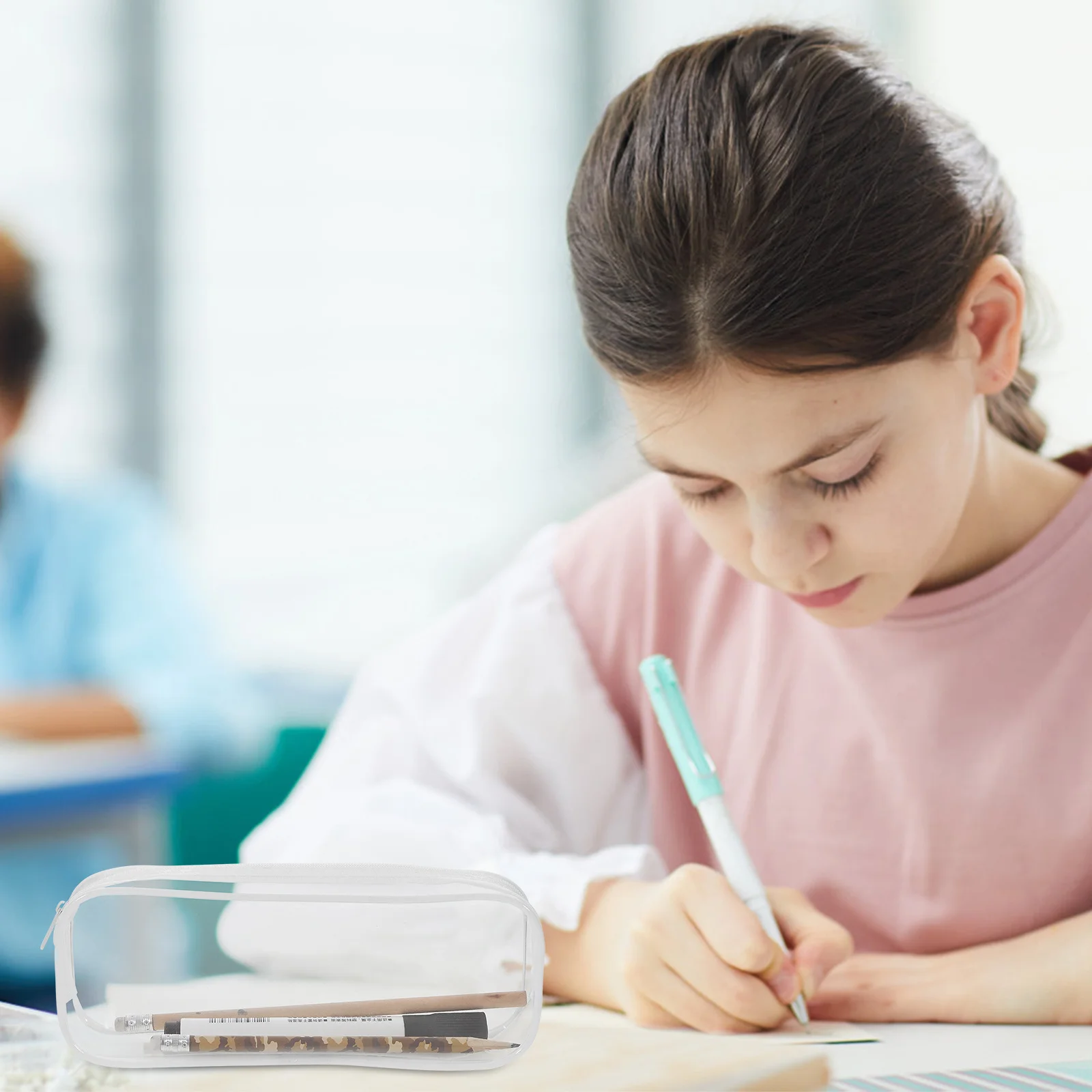 

2Pcs Pencil Storage Bag Large Capacity Multi-Function Portable Pen Case Zipper Design Suitable for School Makeup Travel