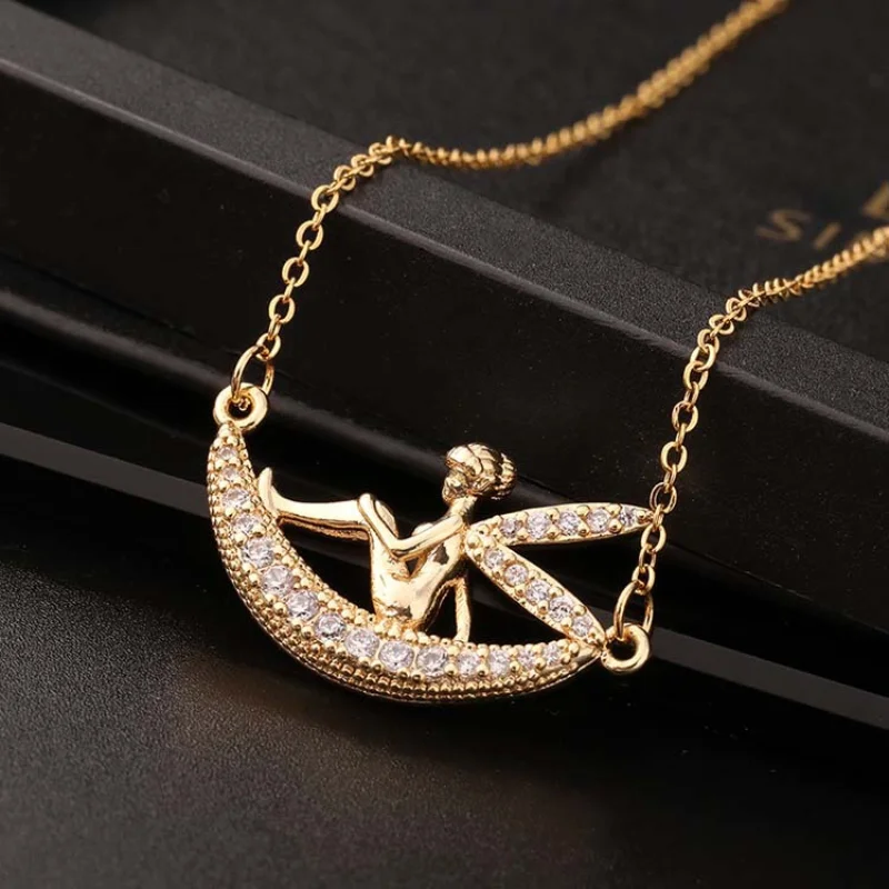 

Cute Moon Angel Elf Necklace Pendant European and American INS Style People's Day Gift A16