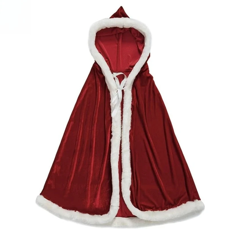 

New Christmas Cape for Adults & Kids, Santa Claus Role Play Cloak for Party & Performance