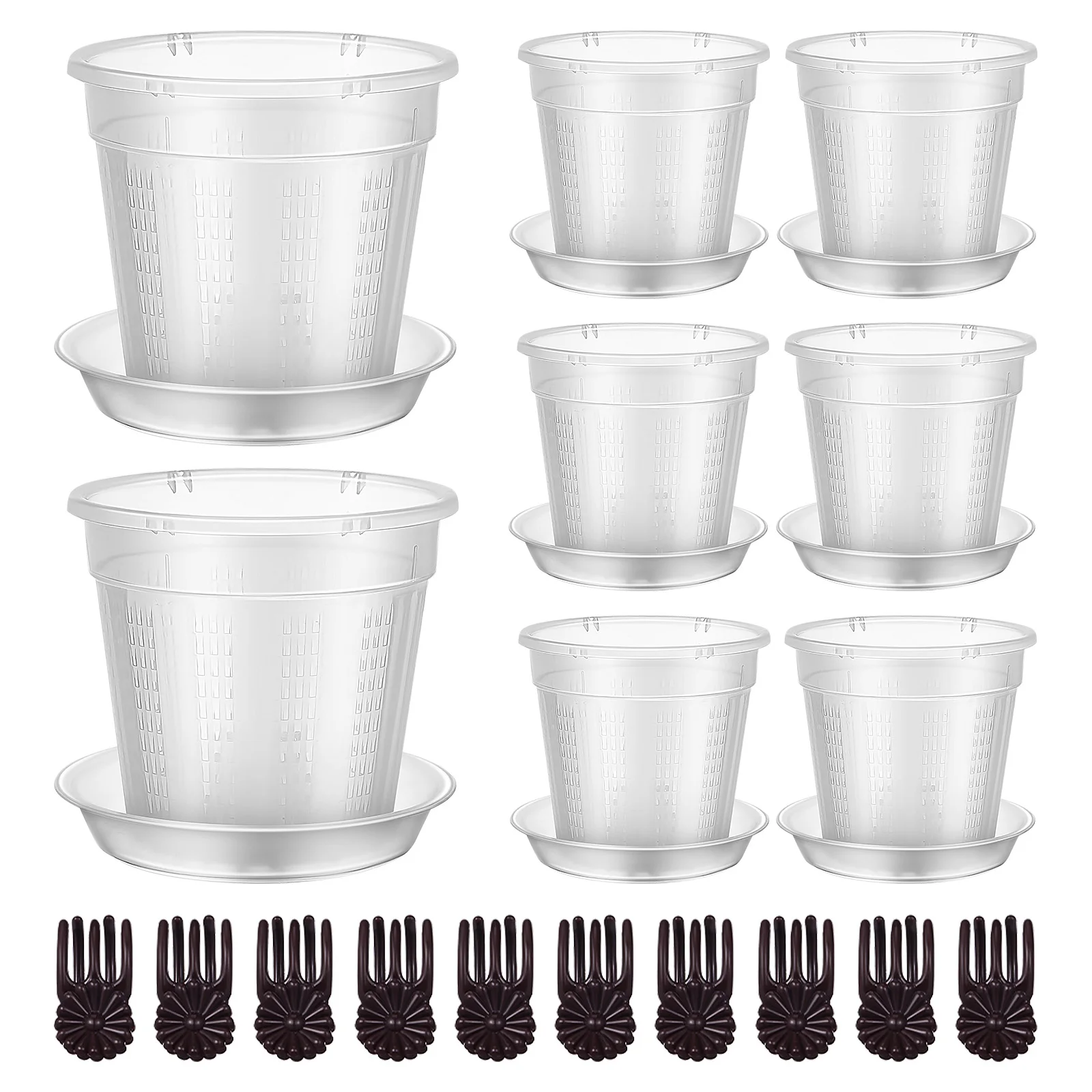 

Hollow Flower Pot Clear Plastic Orchid Pots with Holes Transparent Breathing Design Nursery Planter Strawberry for flowers