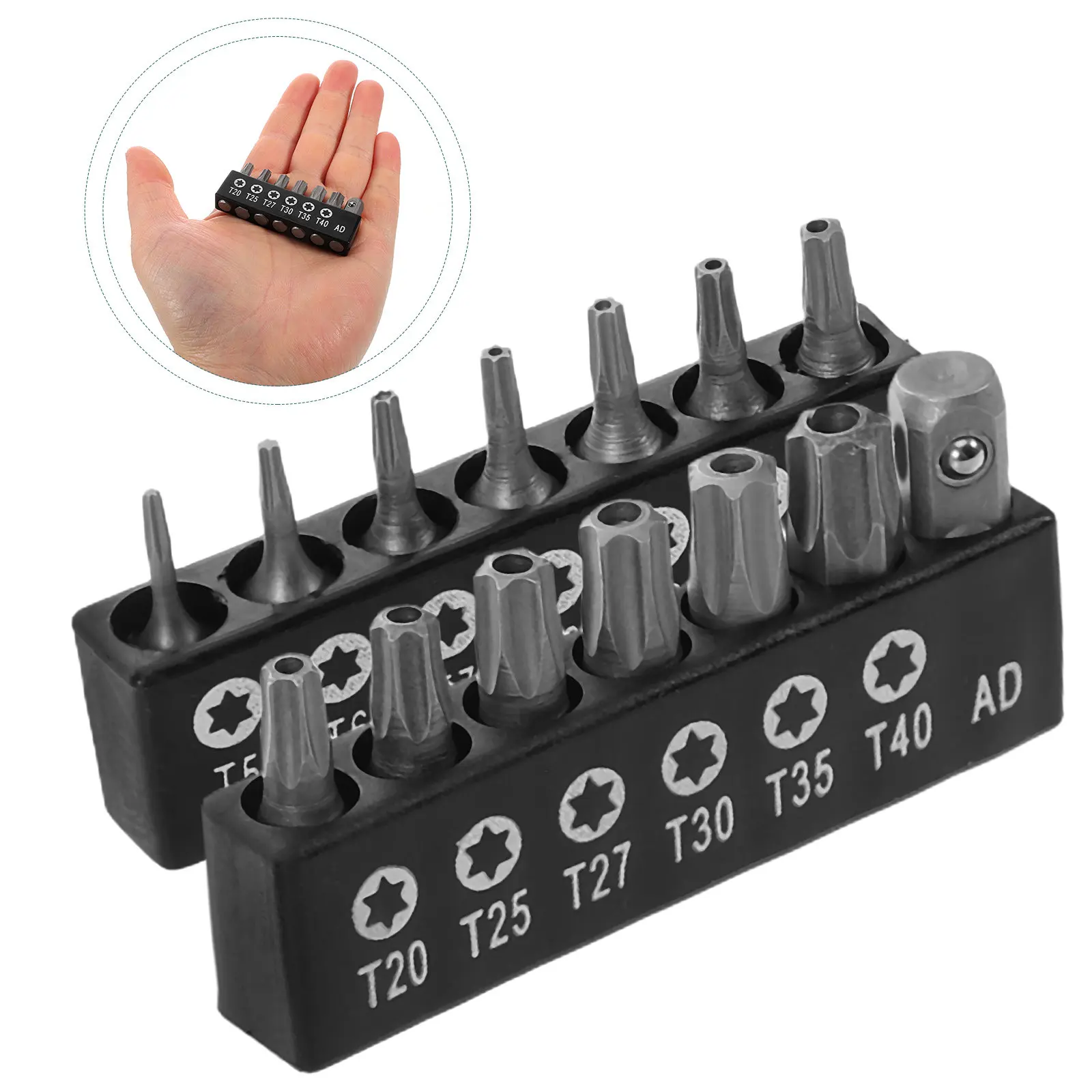 14Pcs Screwdriver Set Tamper Proof Bits Hex Shank Hollow Handle Precision Repair Tool Kit for Home Outdoor Automotive