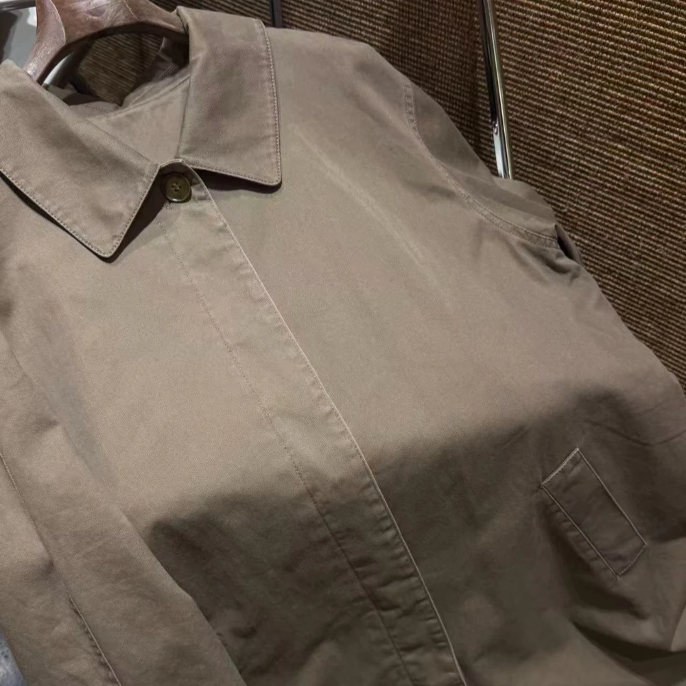 고밀도 100% 면 우아한 레트로 루즈 롱 트렌치 코트