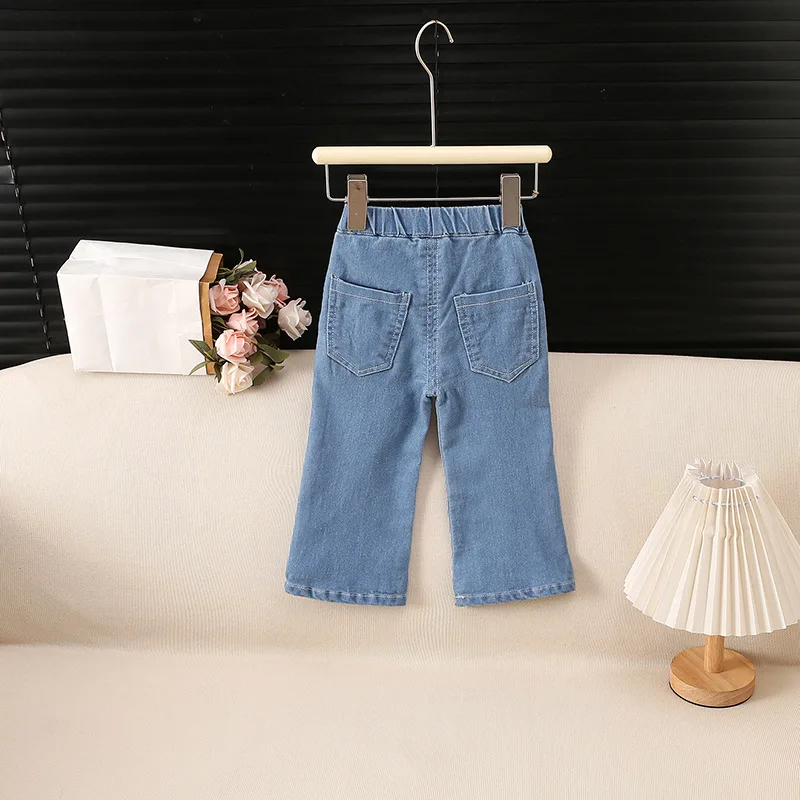 0-6 Jahre Baumwoll-Jeans für Mädchen, Denim-Schlaghosen, Einfarbige Kinder-Freizeithosen, Kinderjeans für Mädchen für Frühling und Herbst – Detail 7