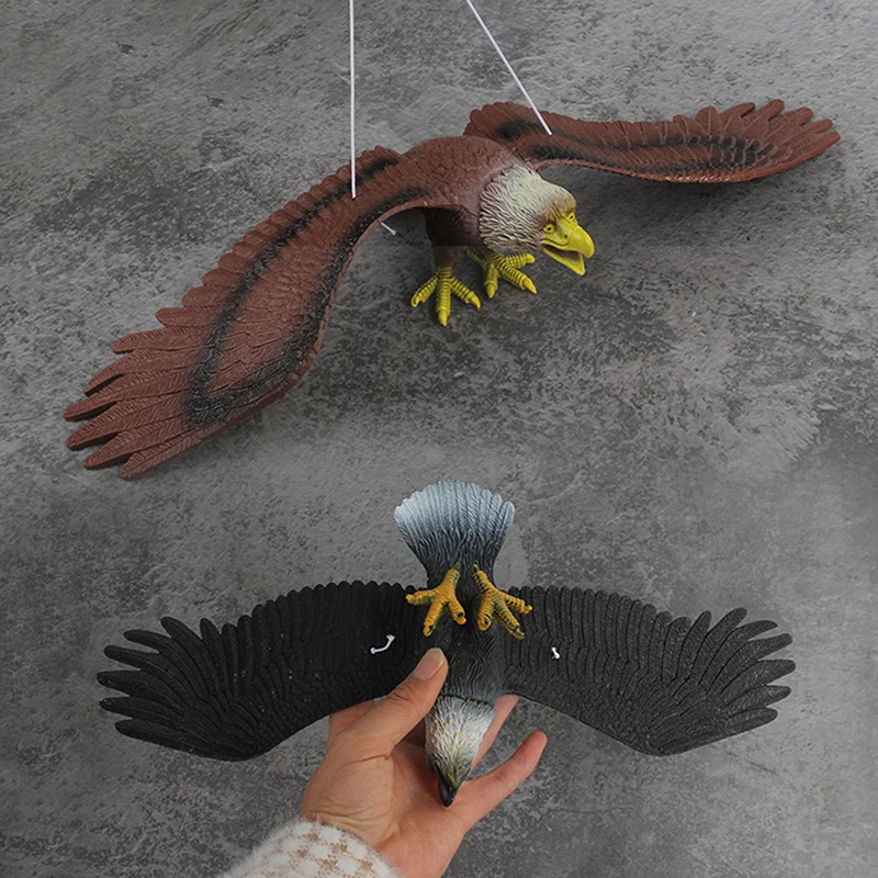 

【F】1 Piece Outdoor Eagle Figurine Hanging Bird Deterrent Plastic Eagle Ornament Vivid Flying Bird Hawk Decoy Garden Scarecrow