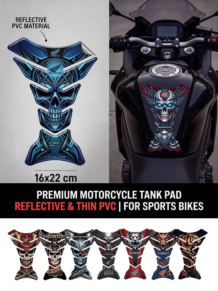 FOR HONDA Motorcycle PVC Tank Pad Tank Cap Protector Racing Sticker Universal