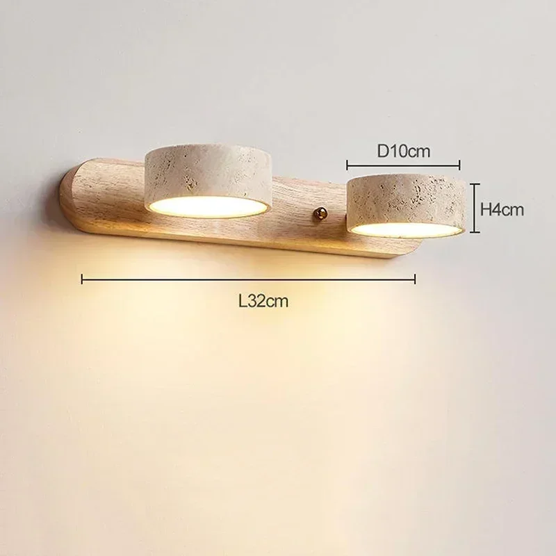 

Nordic Travertine LED Wall Light Bedside Sconce Lamp Home Decoration Bathroom Washtable Dressing Table Mirror Front Wall Lamps