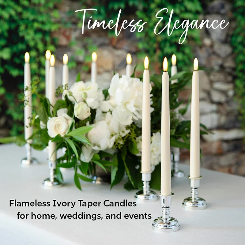 12-96Pcs Flameless Taper Candles Battery Operated LED Candle Flickering Candles Faux Candle Halloween Christmas Wedding Decor