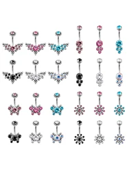 1pc Butterfly Wing Welding Ball Belly Navel Ring For Women Titanium Steel Belly Button Ring Sexy Charming Belly Piercing Jewelry